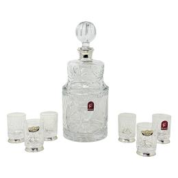 23 - CONJUNTO LICORERO DE CRISTAL Y PLATA DEL ÚLTIMO CUARTO S. XX