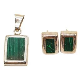 104  -  PENDIENTES Y COLGANTE CON MALAQUITA