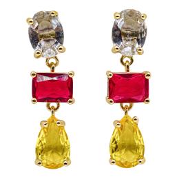 94  -  PENDIENTES LARGOS DE PLATA CON CIRCONITAS