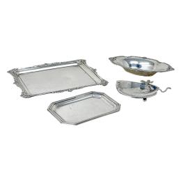 788  -  LOTE DE BANDEJITAS DE PLATA Y UNA DE METAL PLATEADO