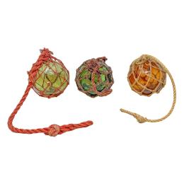 1023  -  TRES BOYAS DE CRISTAL DE MEDIADO S.XX
