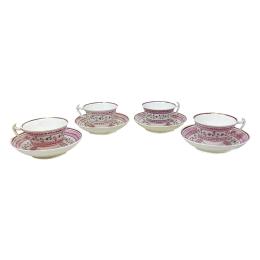 328  -  CUATRO TAZAS CON PLATO DEL S.XIX