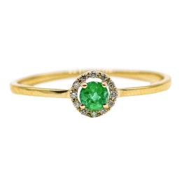 32  -  ANILLO ROSETÓN CON ESMERALDA Y BRILLANTES