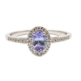 36  -  ANILLO ROSETÓN CON TANZANITA Y BRILLANTES