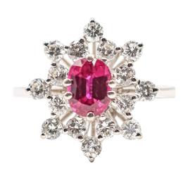 35  -  ANILLO ROSETÓN CON RUBÍES Y BRILLANTES