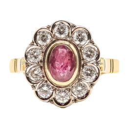34  -  ANILLO ROSETÓN CON RUBÍ Y BRILLANTES