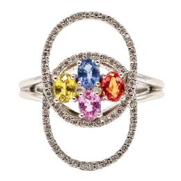 22  -  ANILLO CON TOPACIOS DE COLOR Y BRILLANTES 