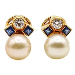 84  -  PENDIENTES CON BRILLANTES, ZAFIROS Y PERLAS