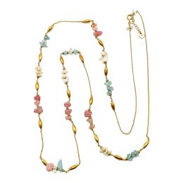 55  -  COLLAR LARGO CON NÁCAR, CUARZO ROSA Y CUARZO AZUL 