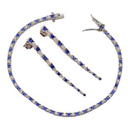 121  -  PULSERA RIVIERE Y PENDIENTES CON CIRCONITAS