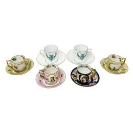 487 - CONJUNTO DE TAZAS DE PORCELANA PRIMERA MITAD SIGLO XX