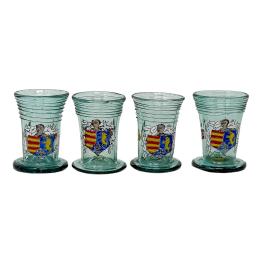 28  -  CUATRO VASITOS DE CRISTAL GORDIOLA (MALLORCA) DE LOS AÑOS 50