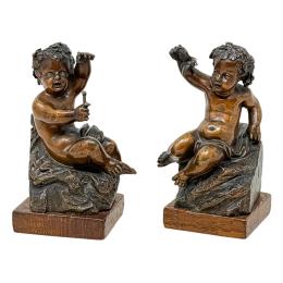 909  -  PAREAJA DE APOYA LIBROS EN BRONCE DE PRINCIPIOS DEL S.XX
