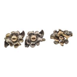 179 - PENDIENTES FLOR Y SORTIJA DE LOS AÑOS 40