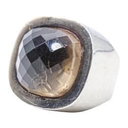84  -  ANILLO DE PLATA CON CUARZO FUMÉ