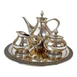 919 - PEQUEÑO SEVICIO DE CAFÉ EN PLATA DE LOS AÑOS 70
