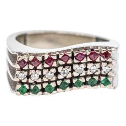 95 - ANILLO CON RUBÍES, BRILLANTES Y ESMERALDAS
