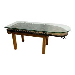 1158 - MESA RÚSTICA DE CENTRO CON TRILLO ANTIGUO