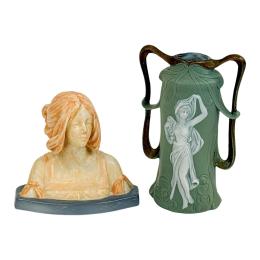 590 - PEQUEÑO JARRÓN Y FIGURA DE PRINCIPIOS DEL S.XX