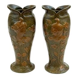 1083 - PAREJA DE JARRONES ART NOUVEAU DE PRINCIPIOS DEL S.XX
