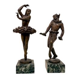1128 - DOS FIGURAS BRONCE FIRMADAS CASAÑAS