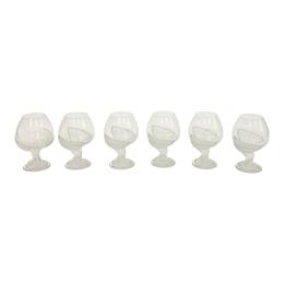 47 - SEIS COPAS COGNAC CRISTAL MEDIADOS SIGLO XX