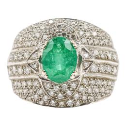 60 - ANILLO CON ESMERALDA Y BRILLANTES