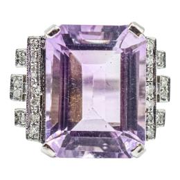 170 - SORTIJA CON AMATISTA Y DIAMANTES