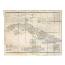 236 - MAPA DE CUBA DESPLEGABLE DE MEDIADOS DE SIGLO XIX