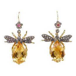 196 - PENDIENTES LARGOS CON CITRINOS