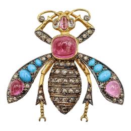 62 - BROCHE ABEJA CON TURMALINAS Y DIAMANTES