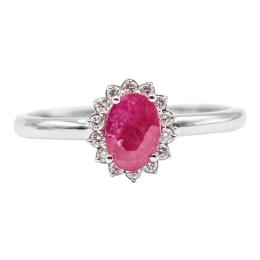 58 - ANILLO ROSETON CON RUBÍ Y BRILLANTES