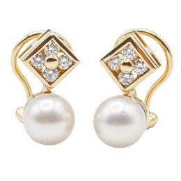 218 - PENDIENTES TU Y YO CON PERLA Y BRILLANTES