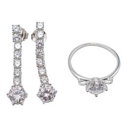 203 - PENDIENTES LARGOS Y ANILLO CON CIRCONITAS