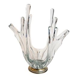 19 - CENTRO DE MESA EN CRSITAL Y PLATA DE MEDIADOS DEL SIGLO XX