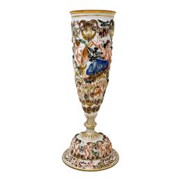 517 - JARRÓN EN  PORCELANA CAPODIMONTE PRIMER TERCIO SIGLO XX