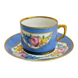 1271 - TACITA CON PLATO EN PORCELANA DE SÈVRES PRIMER TERCIO S.XX