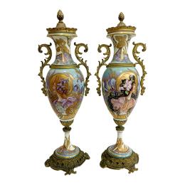 739 - PAREJA DE JARRONES ART NOUVEAU 