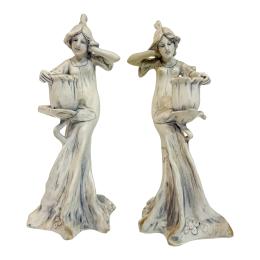 734 - PAREJA DE CANDELEROS ART NOUVEAU DE PRINCIPIOS DE S. XX
