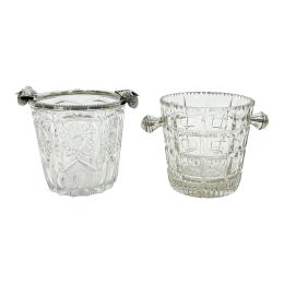 29 - DOS CUBITERAS DE CRISTAL Y PLATA DE MEDIADOS DE S. XX