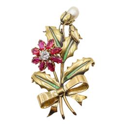 76 - BROCHE FLORAL DE LOS AÑOS 40
