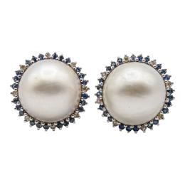 292 - PENDIENTES CON PERLAS, DIAMANTES Y ZAFIROS