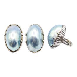 213 - CONJUNTO DE PENDIENTES Y ANILLO CON PERLAS OSMENA 