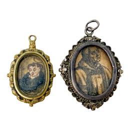 855 - DOS MEDALLAS DEVOCIONALES RELICARIO DEL SIGLO XVIII
