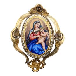 75 - BROCHE DEVOCIONAL CON ESMALTES DEL S.XIX