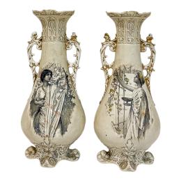 482 - PAREJA DE JARRONES ROYAL DUX DEL PRIMER CUARTO DEL S.XX