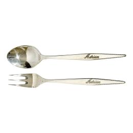 1008 - CUCHATITA Y TENEDOR DE POSTRE DE PLATA