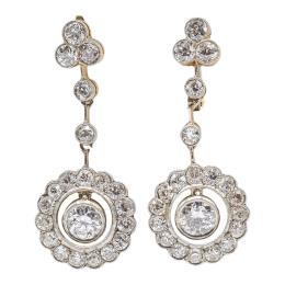 129 - PENDIENTES LARGOS CON DIAMANTES DE PPS. DEL S.XX