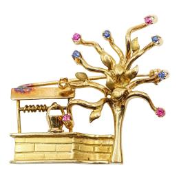 145 - BROCHE ÁRBOL CON POZO, AÑOS 70