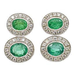 294 - PENDIENTES CON ROSETONES DE ESMERALDAS Y BRILLANTES